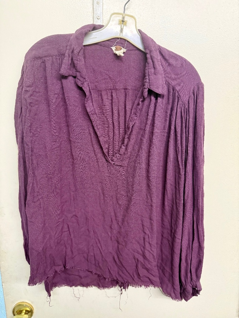 Free People Bohemian Style Purple V-Neck Blouse